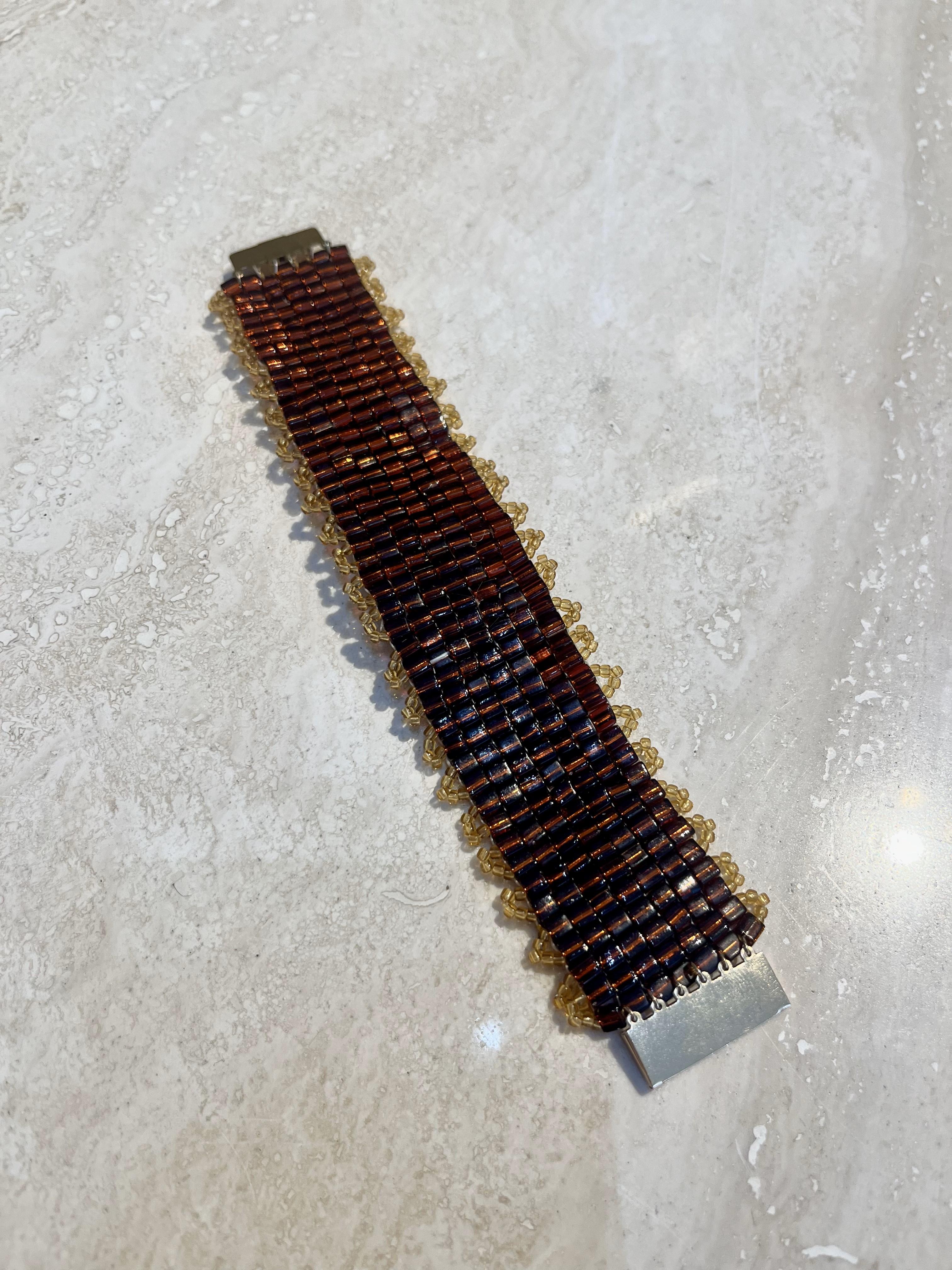 Vintage Boho Beaded Floral Bracelet For Sale 2