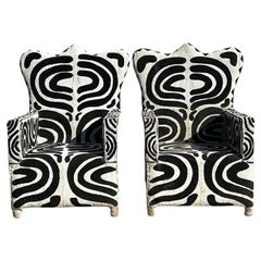 Vintage Boho Beaded Lounge Chairs - a Pair