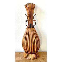 Vintage Boho Bent Bamboo Floor Vase