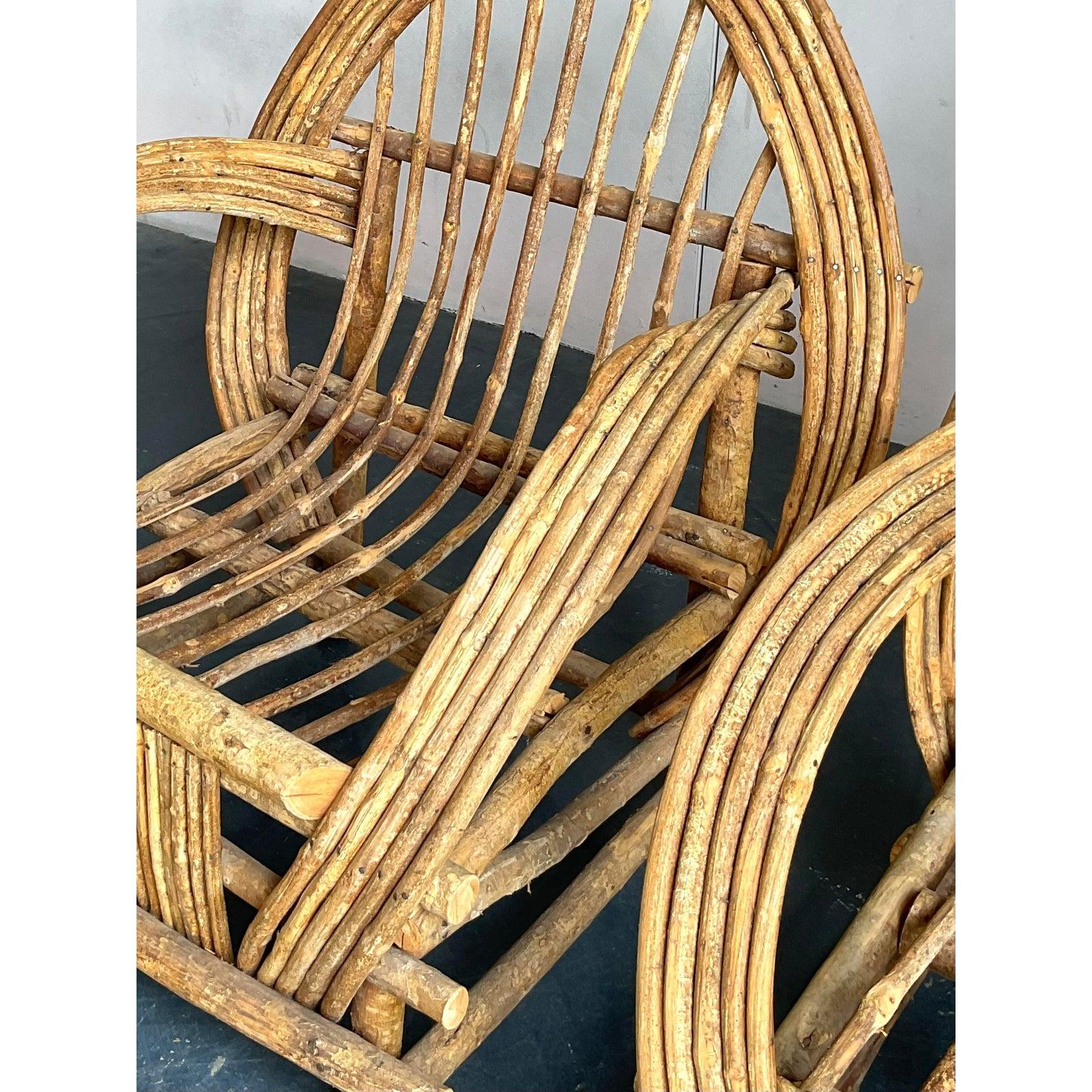 Sillas Adirondack Vintage Boho Bent Branch - A Pai Estadounidense en venta