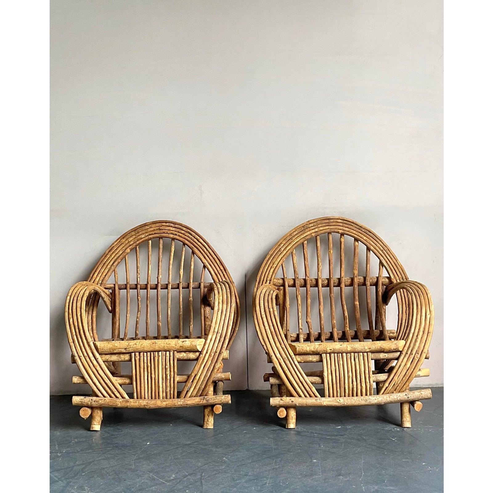 Sillas Adirondack Vintage Boho Bent Branch - A Pai Madera curvada en venta