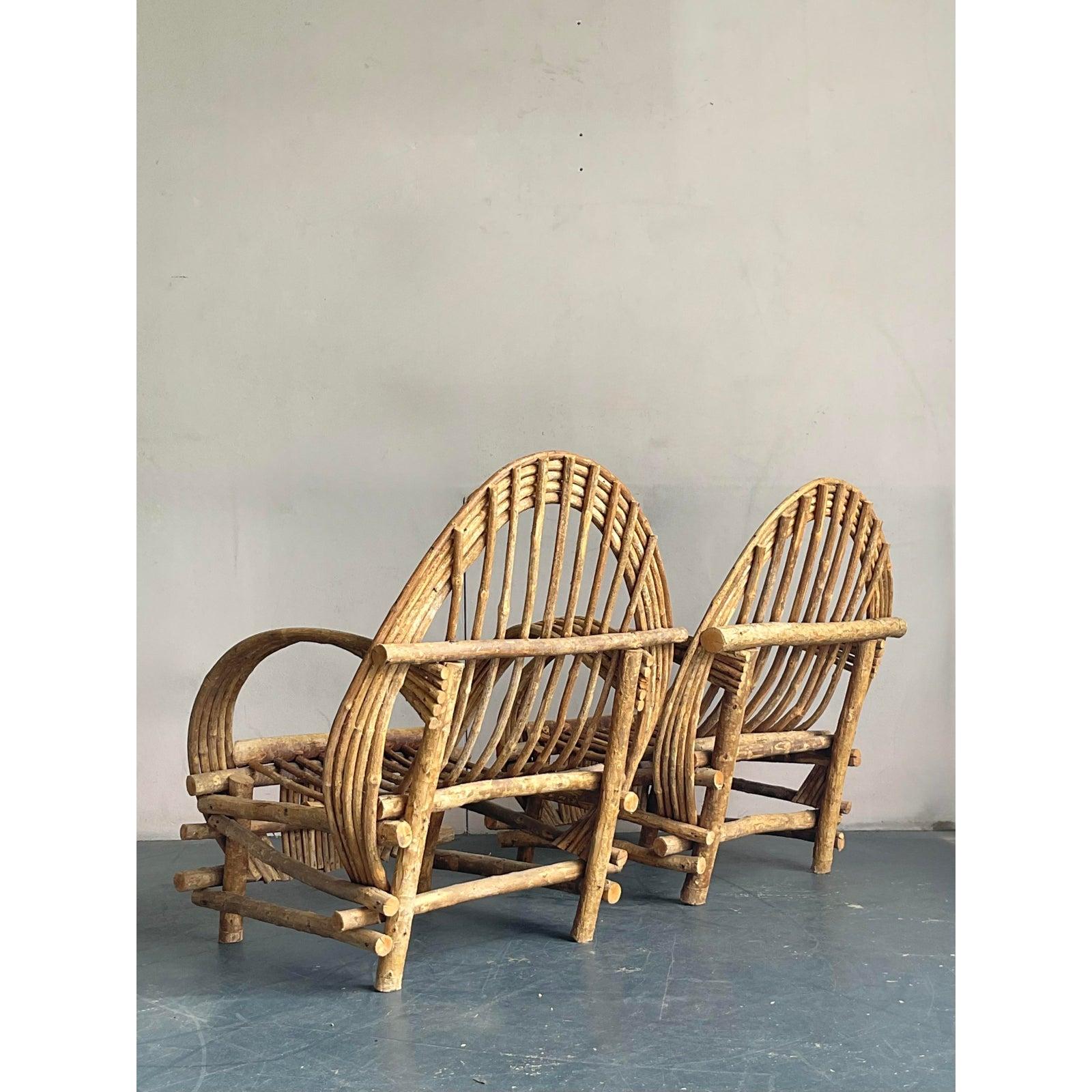 Sillas Adirondack Vintage Boho Bent Branch - A Pai en venta 1
