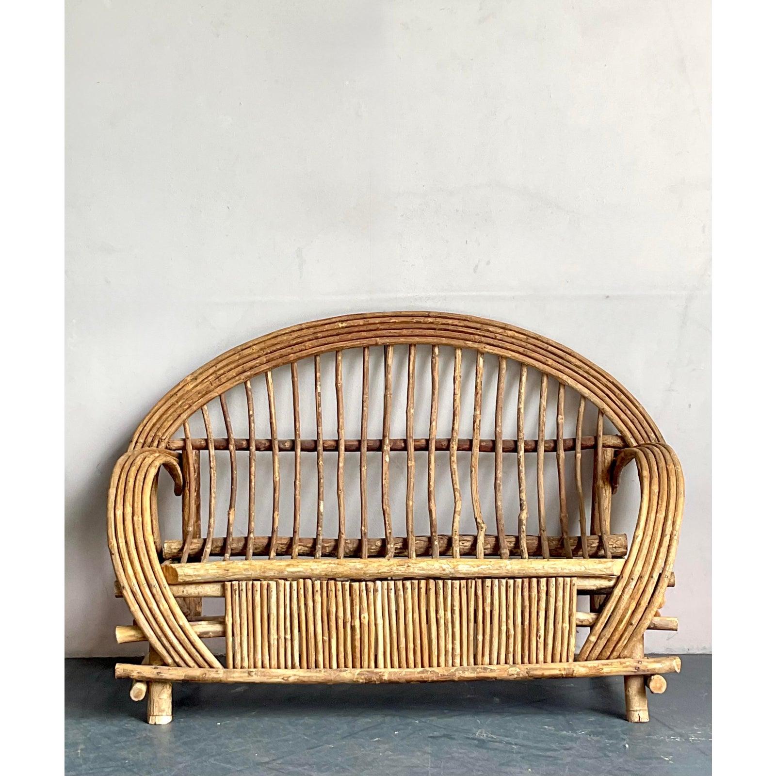 American Vintage Boho Bent Branch Adirondack Sofa For Sale