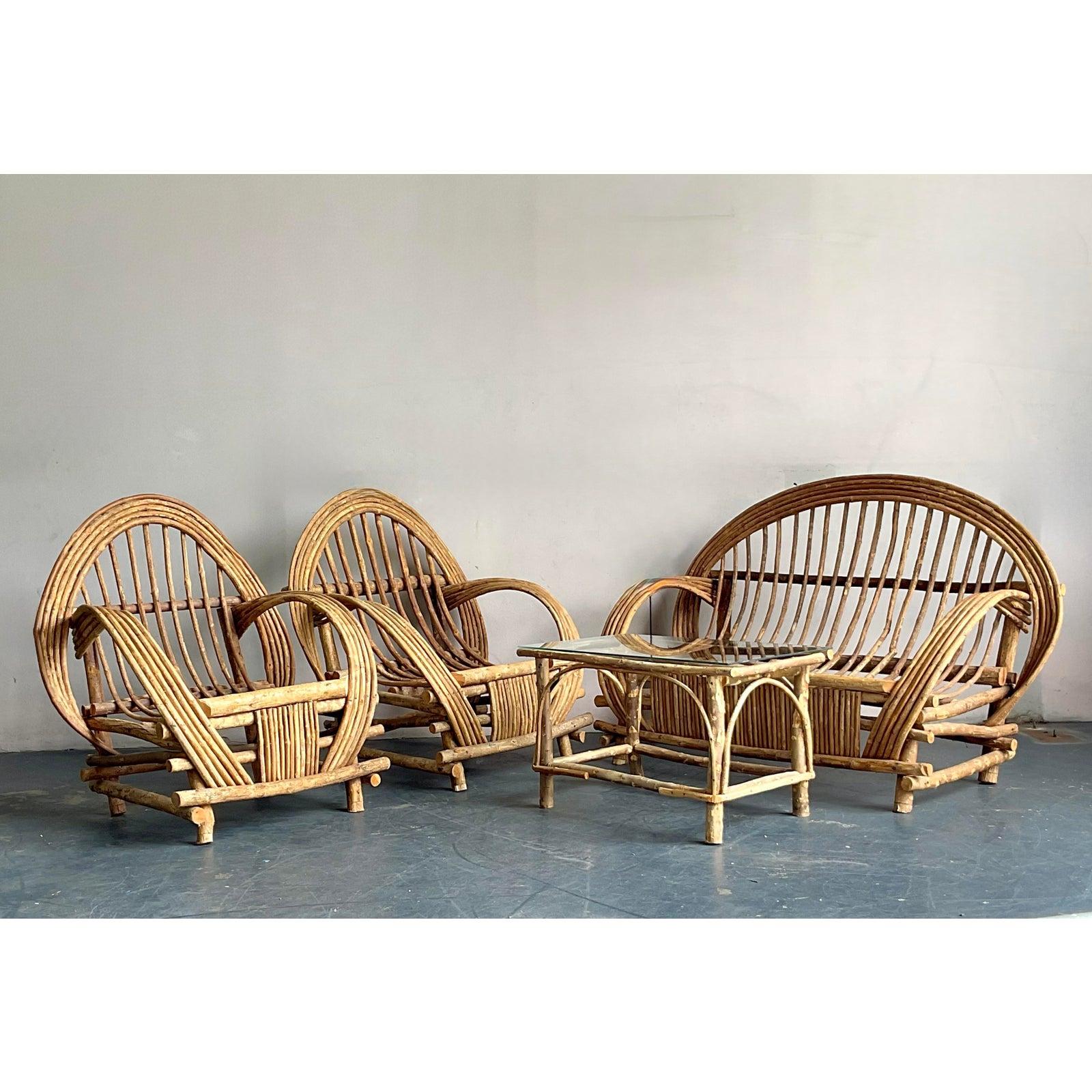 Vintage Boho Bent Branch Adirondack Sofa For Sale 1