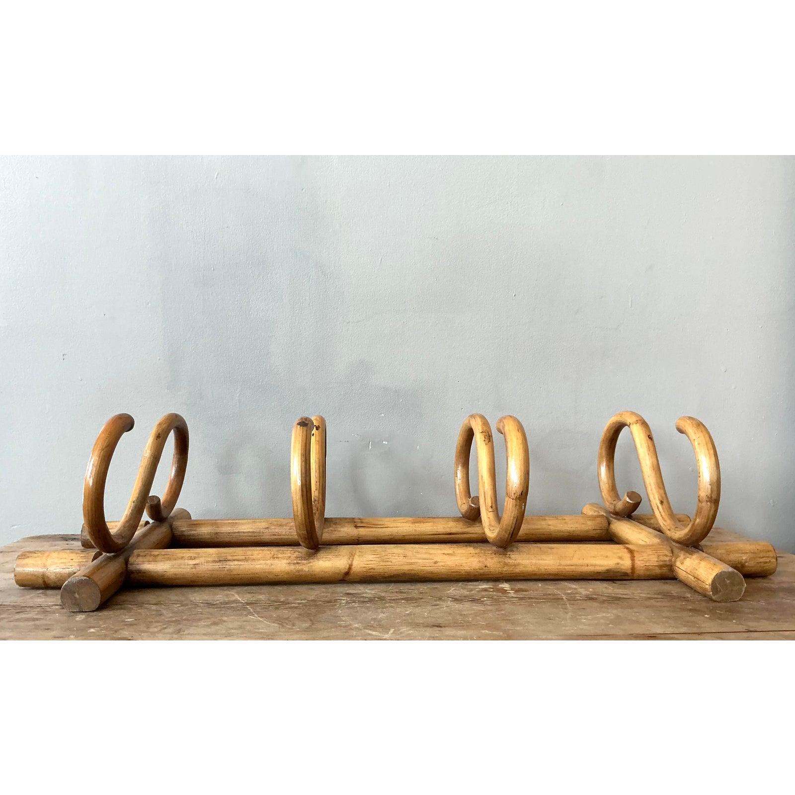Vimini Appendiabiti vintage in rattan curvo Boho in vendita