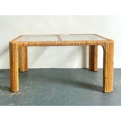 Vintage Boho Bent Rattan Dining Table