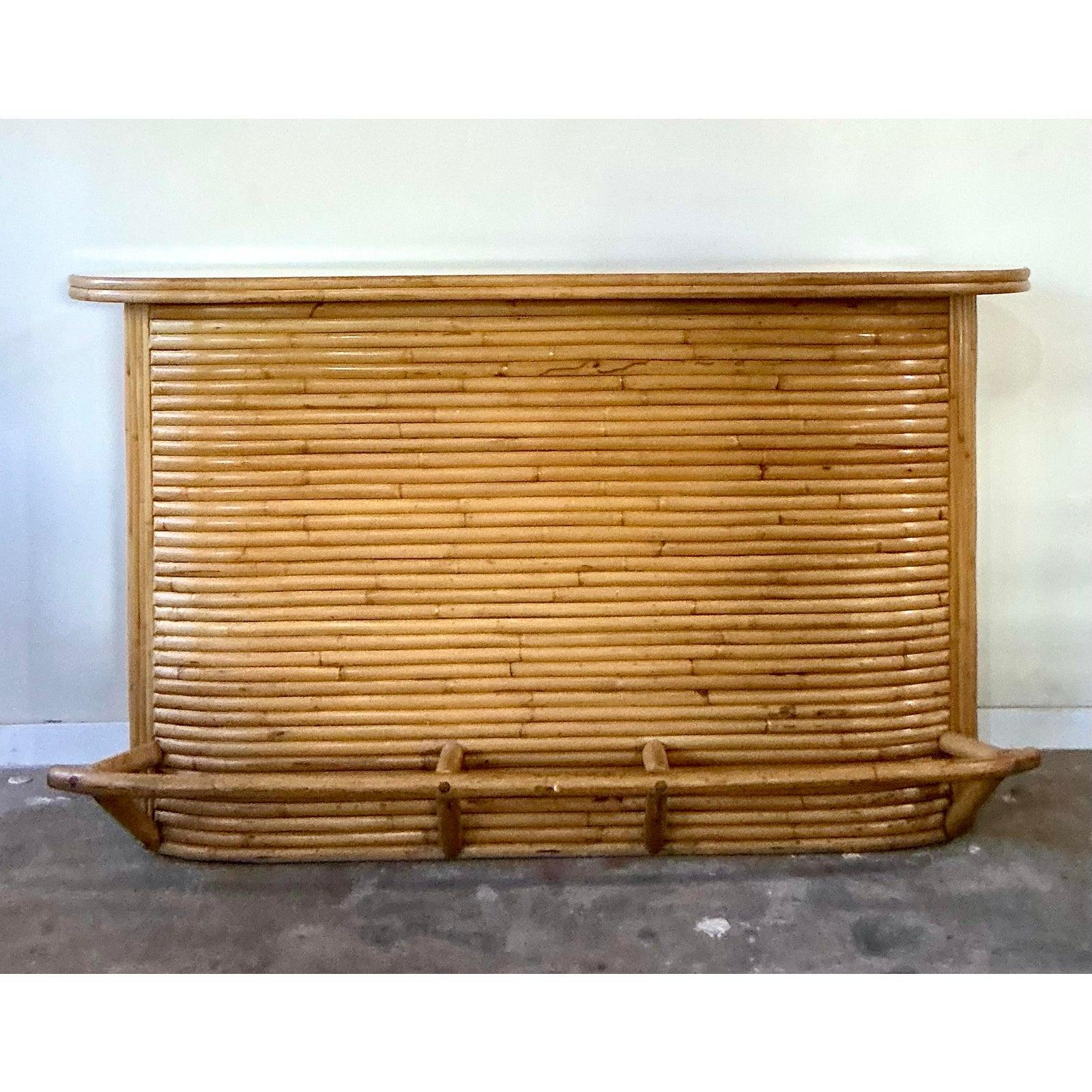 Vintage Boho Bent Rattan Dry Bar (20. Jahrhundert) im Angebot