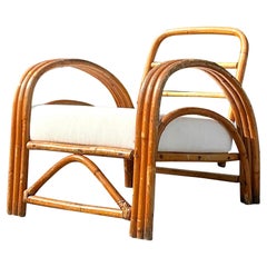 Vintage Boho Bent Rattan Lounge Chair