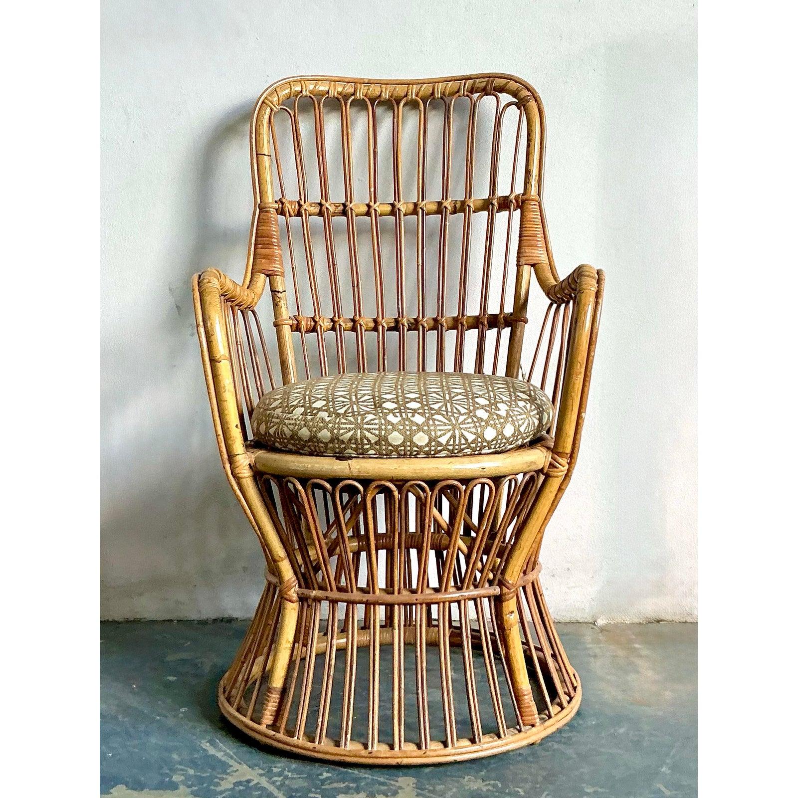 Vintage Boho Bent Rattan Lounge Stühle nach Gio Ponte (20. Jahrhundert) im Angebot
