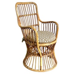 Sillas de salón vintage de ratán curvado boho según Gio Ponte