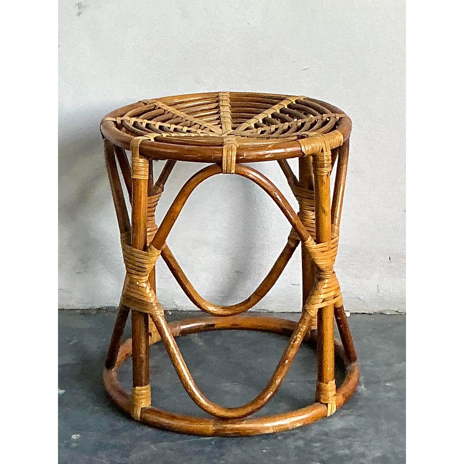 XX secolo Sgabello basso in rattan piegato Vintage By in vendita