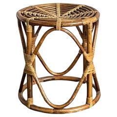 Sgabello basso in rattan piegato Vintage By