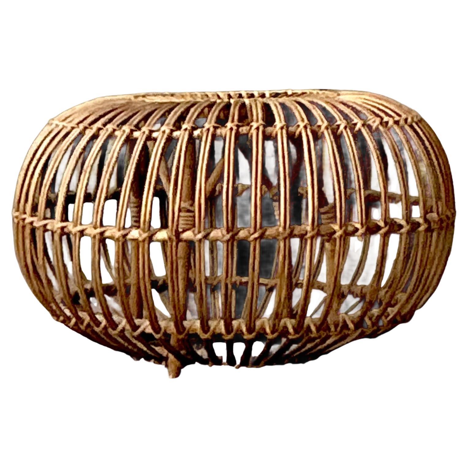 Vintage Boho Bent Rattan Low Table After Albini For Sale