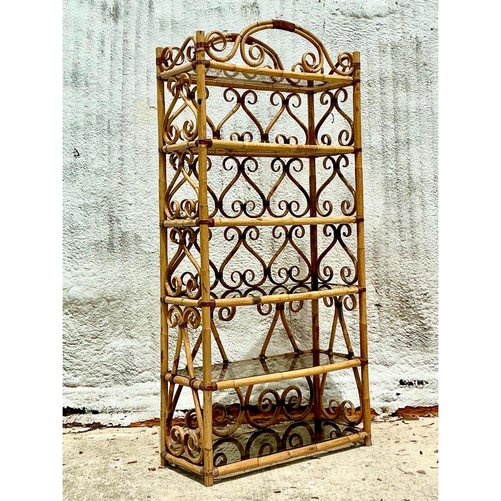 Filippino Etagere a rotoli in rattan curvato Vintage By in vendita