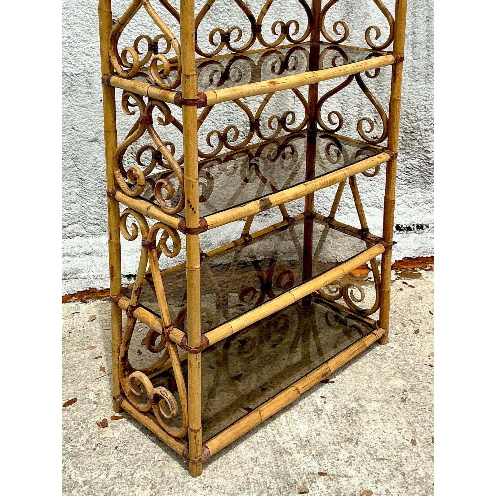 Etagere a rotoli in rattan curvato Vintage By In condizioni buone in vendita a west palm beach, FL