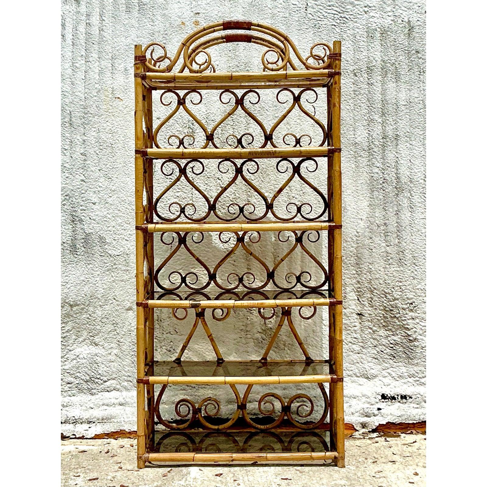XX secolo Etagere a rotoli in rattan curvato Vintage By in vendita