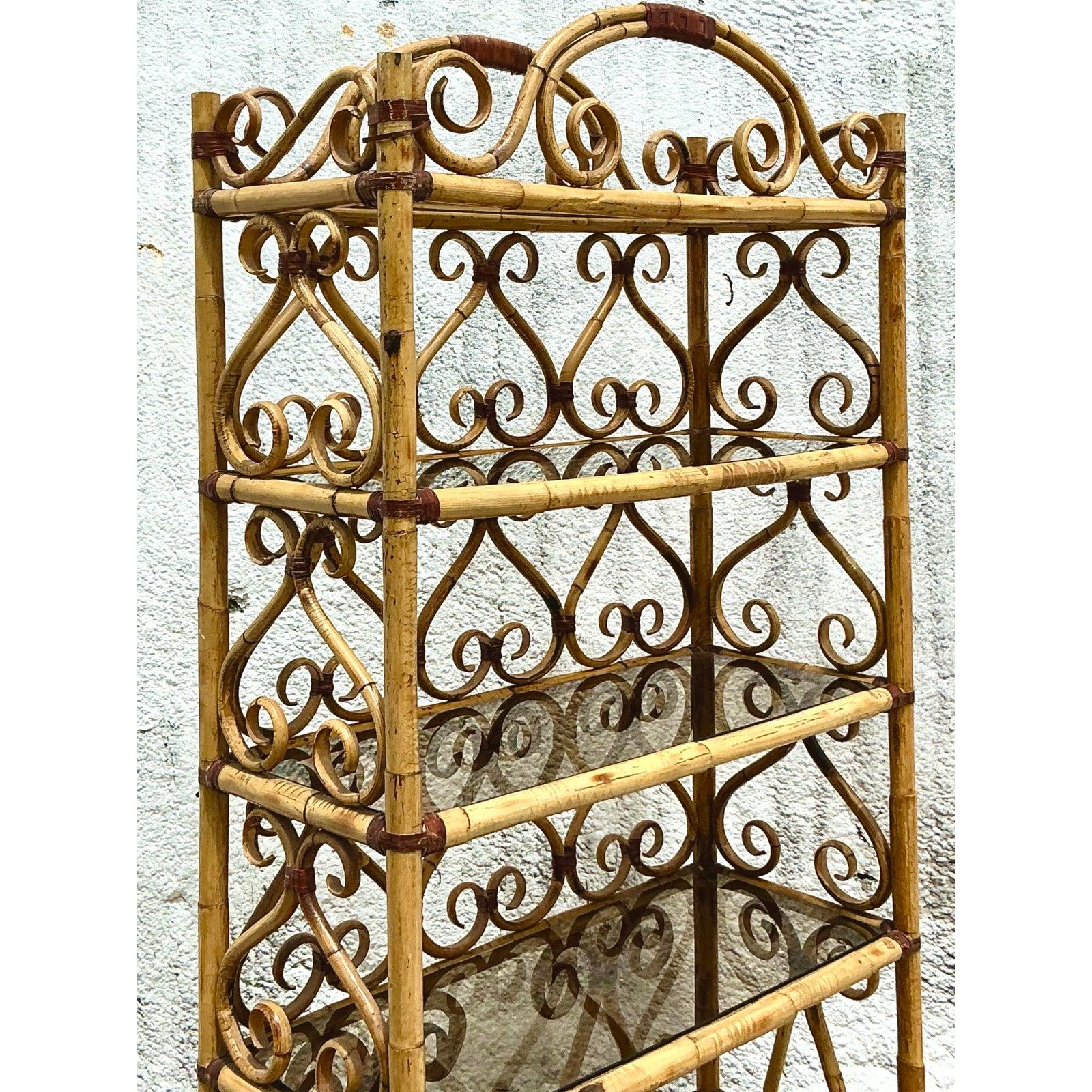 Bambù Etagere a rotoli in rattan curvato Vintage By in vendita