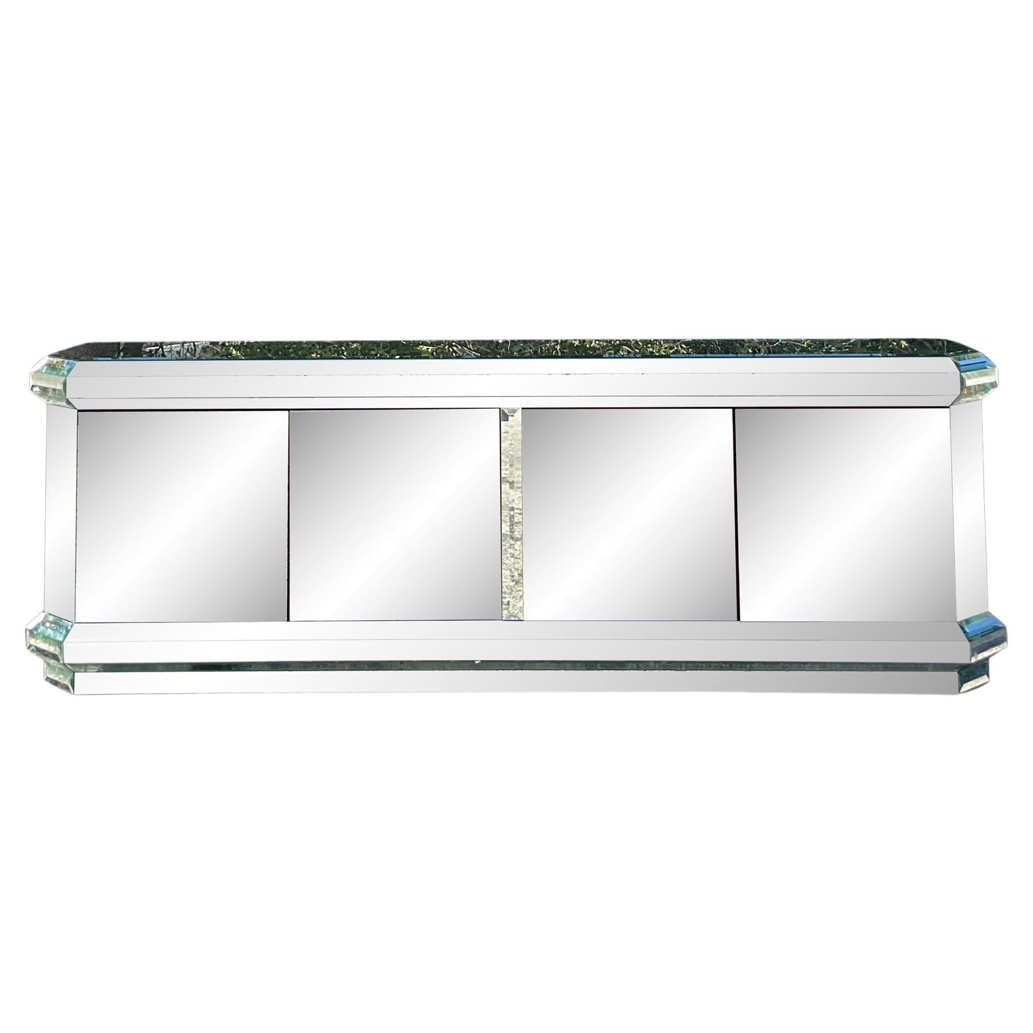 Vintage Boho Beveled Mirror Credenza For Sale