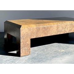 Vintage Boho Beveled Parchment Coffee Table