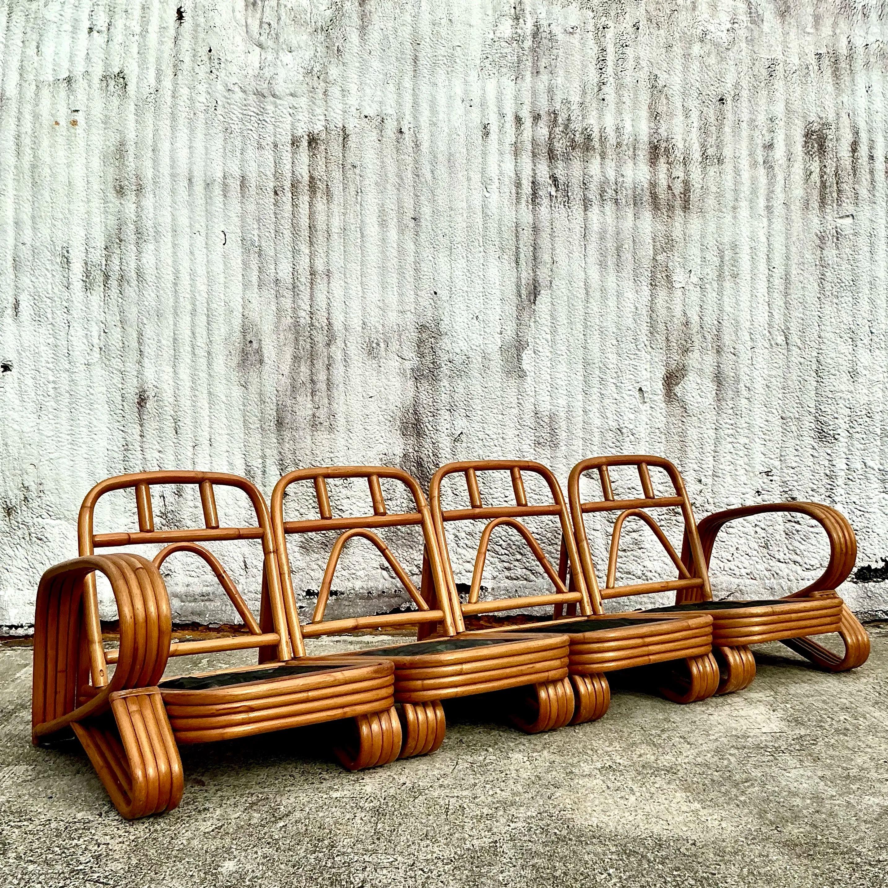 Sofá vintage boho de ratán Beverly Hills Moderno de mediados de siglo en venta