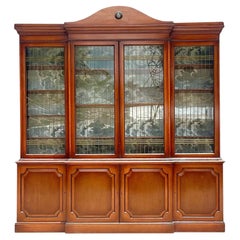 Vieille vitrine en verre au plomb de style Boho Biedermeier