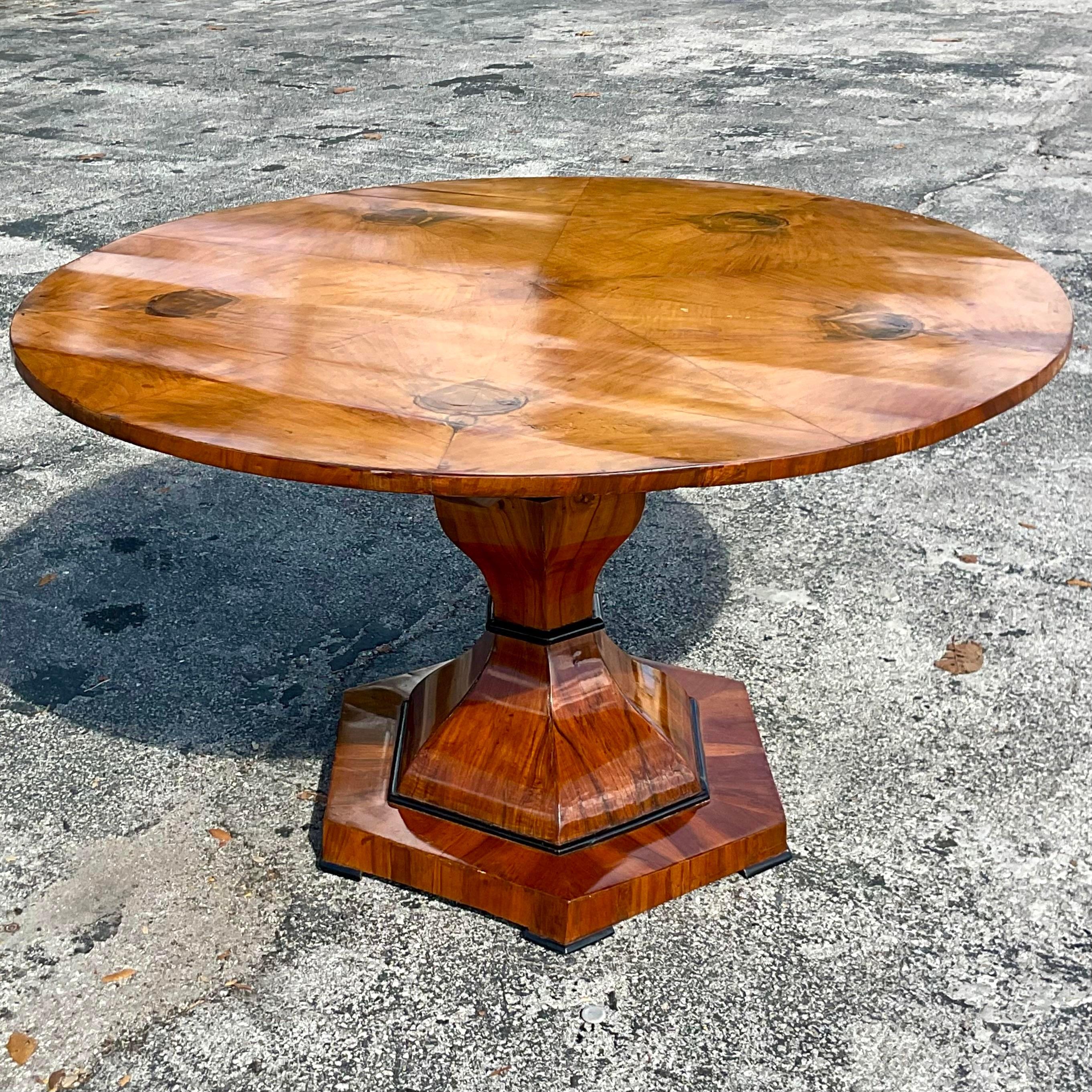 Wood Vintage Boho Biedermeier Tilt Top Dining Table For Sale