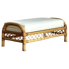 Vintage Boho Bielecky Brothers Trellis Rattan Bench