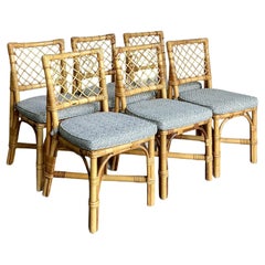 Sedie da pranzo in rattan a traliccio di Bielecky Brothers - Set di 6 vintage