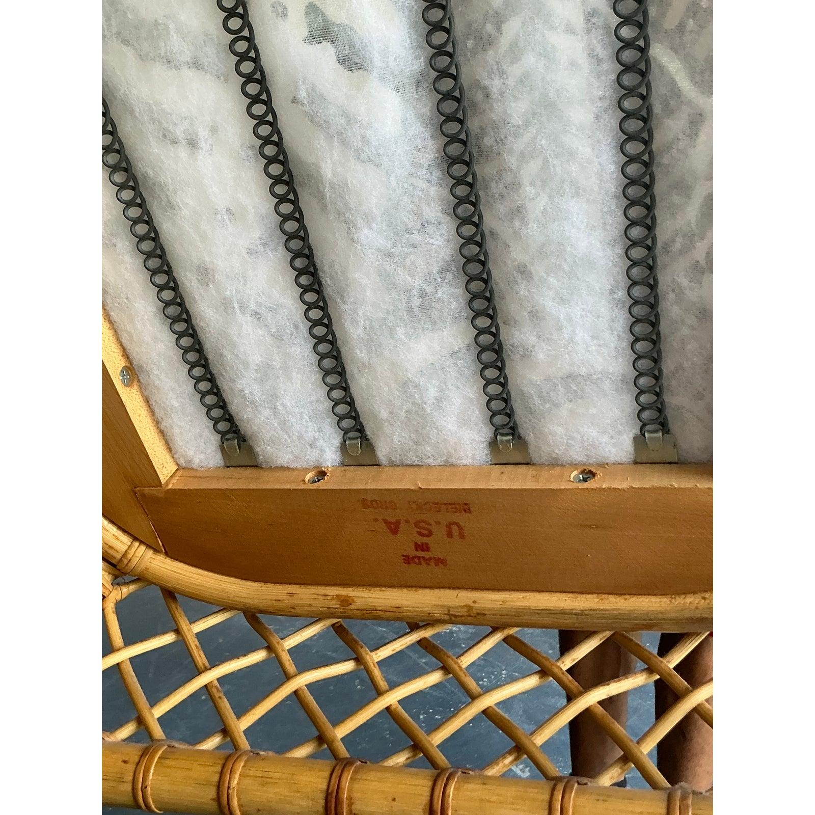 Vintage Boho Bielecky Brothers Sillas de salón de ratán enrejadas - Pareja en venta 1