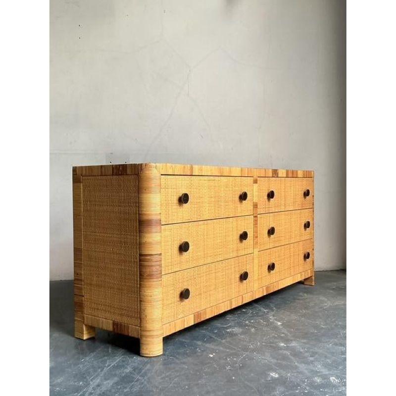 Vintage Boho Bielecky Brothers Geflochtene Rattan Kommode im Angebot 1