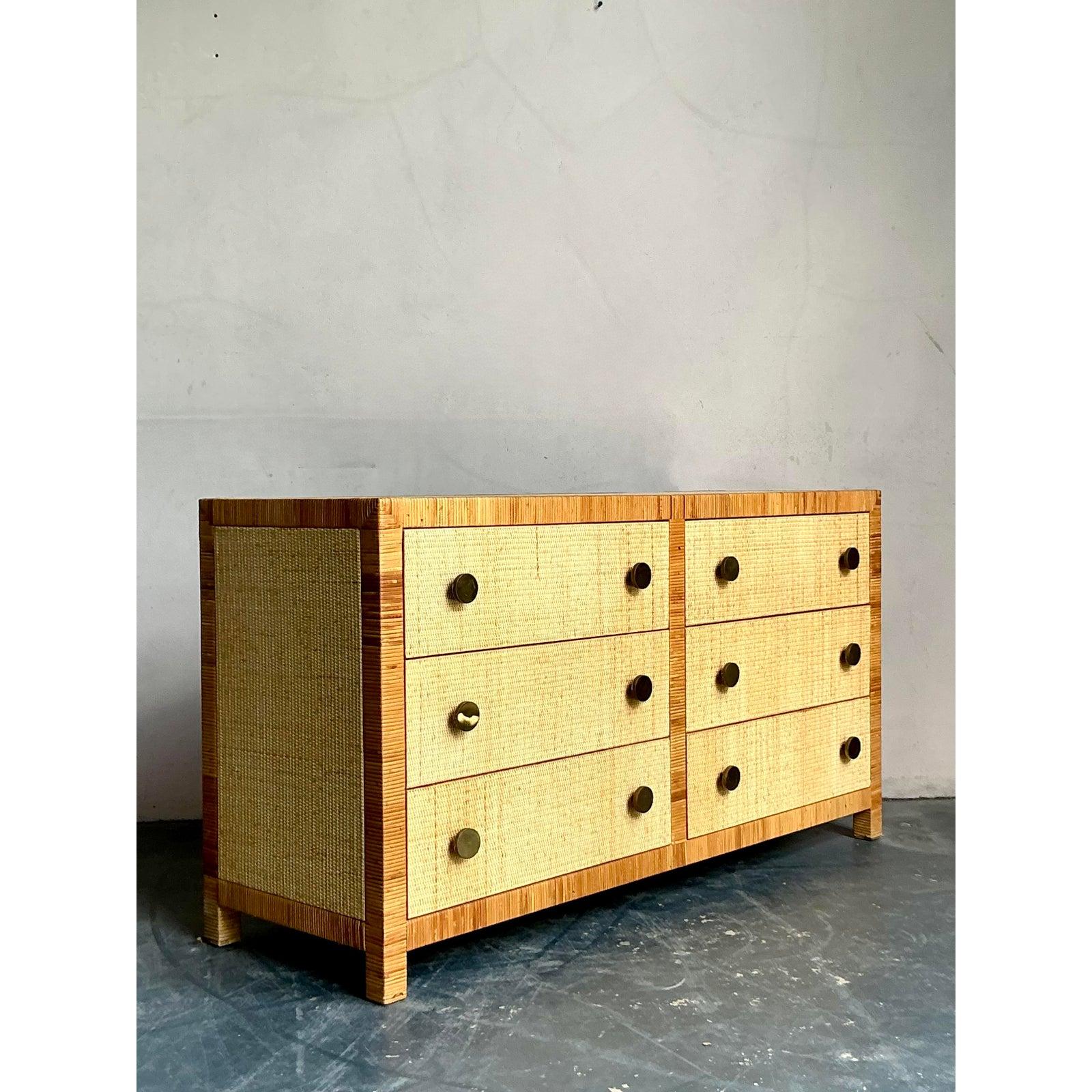 Vintage Boho Bielecky Brothers Geflochtene Rattan Kommode im Angebot 2