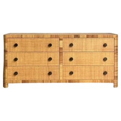 Vintage Boho Bielecky Brothers Woven Rattan Dresser