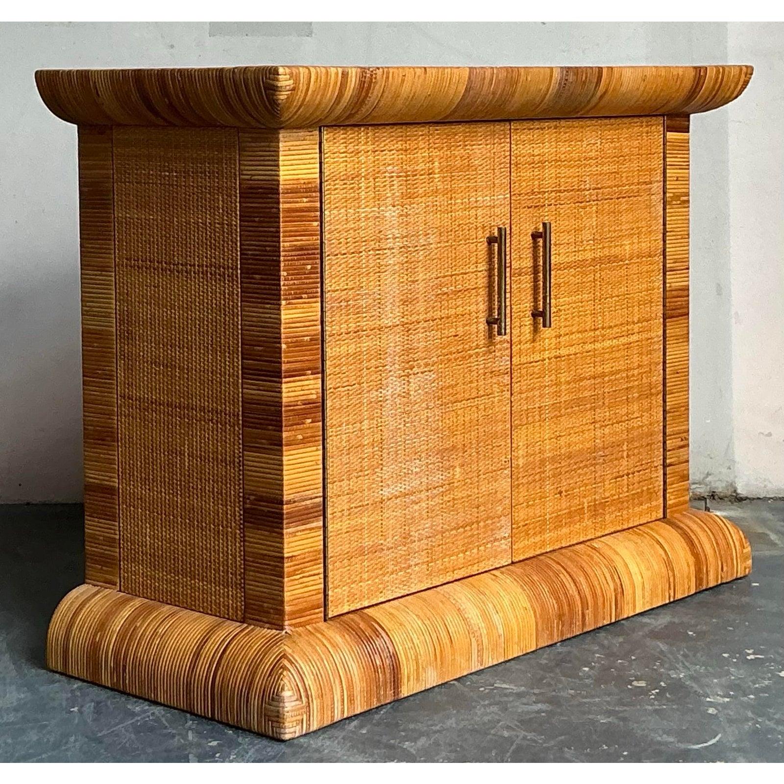 Vintage Boho Bielecky Brothers Woven Rattan Sideboard For Sale 4