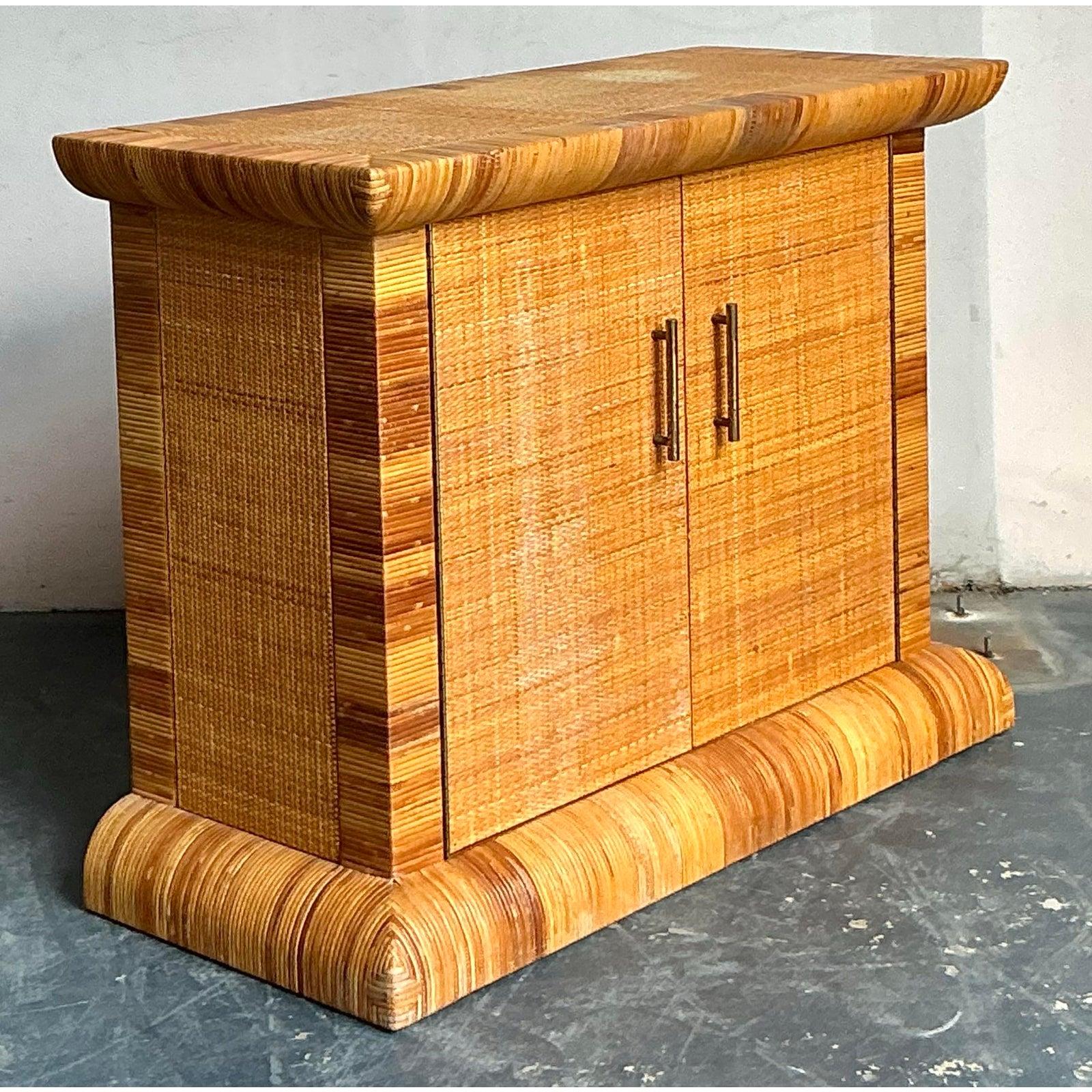 Vintage Boho Bielecky Brothers Woven Rattan Sideboard For Sale 5
