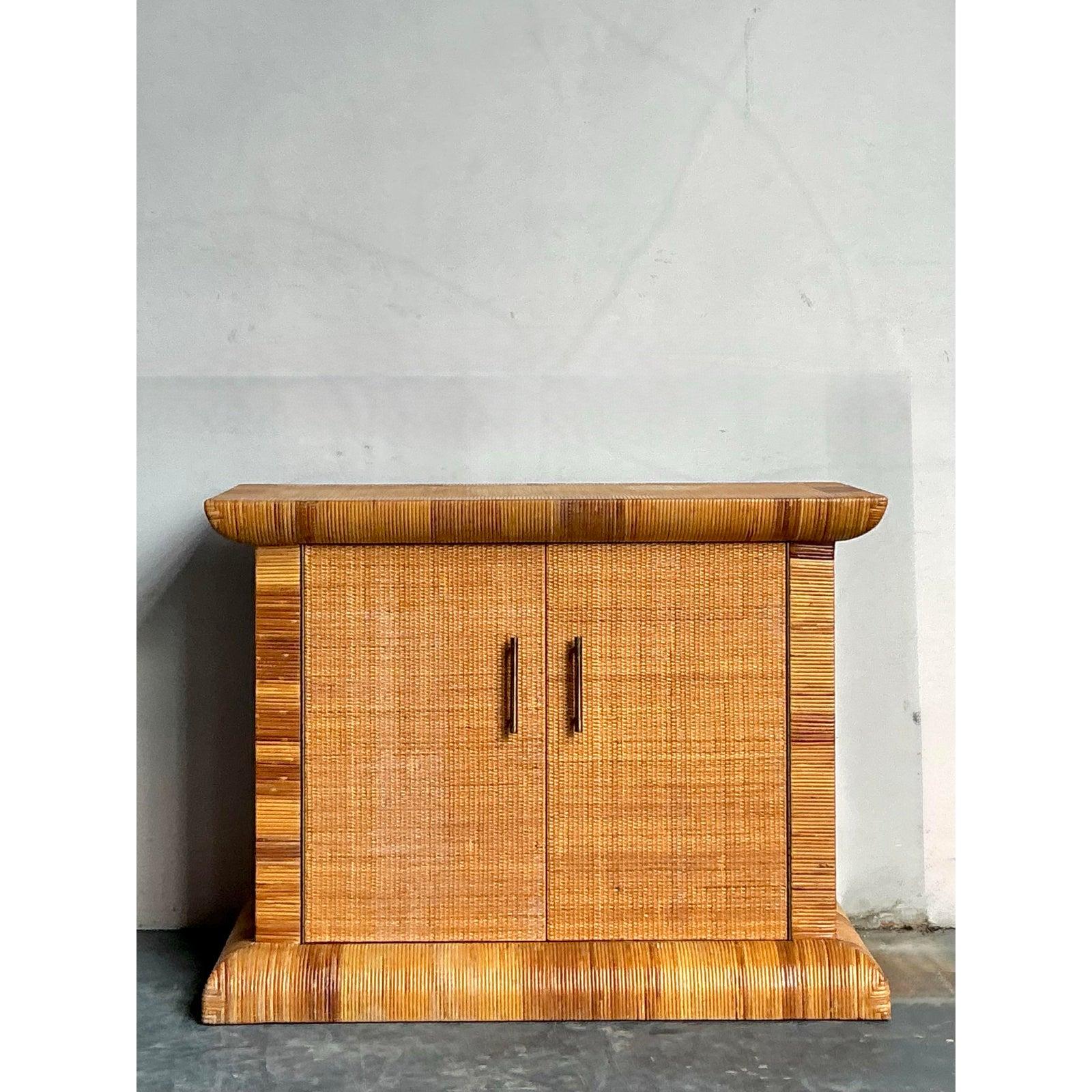 Vintage Boho Bielecky Brothers Woven Rattan Sideboard For Sale 1