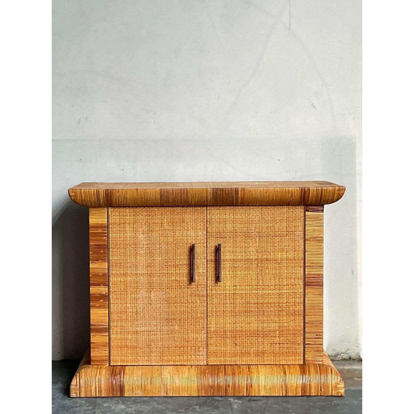 Vintage Boho Bielecky Brothers Woven Rattan Sideboard For Sale 2