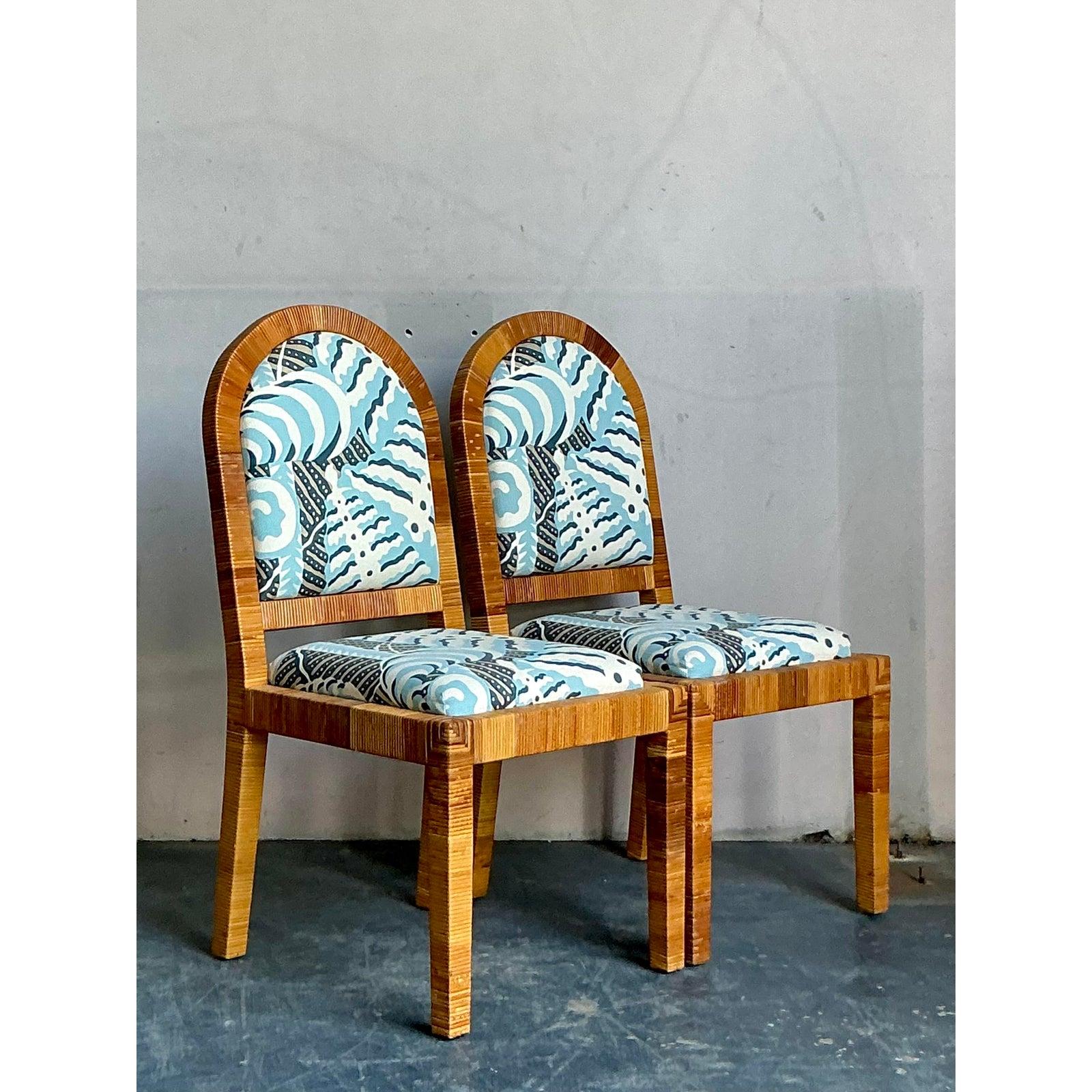Americano Sedie da pranzo in rattan avvolte Bielecky Brothers vintage - Una coppia in vendita