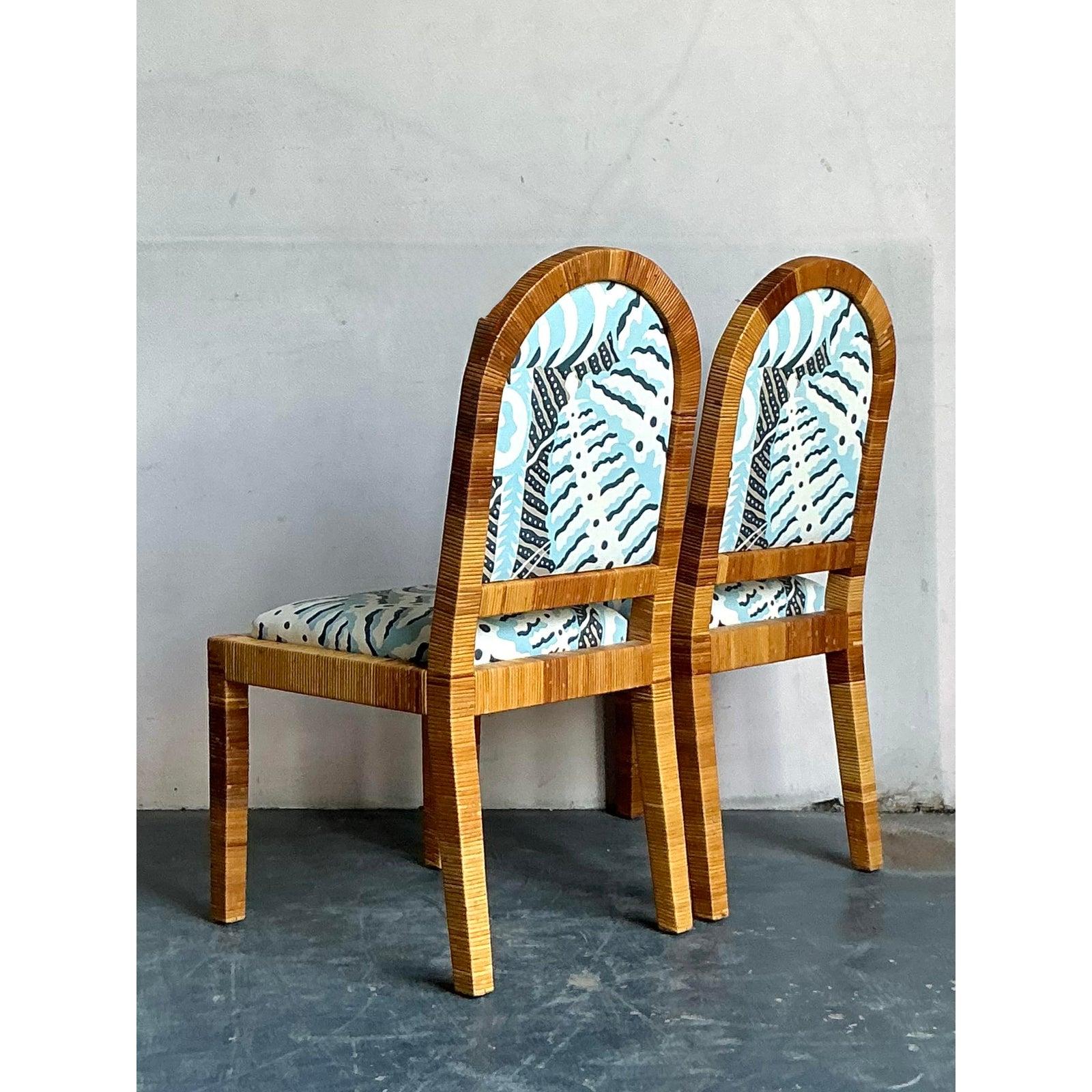 Sedie da pranzo in rattan avvolte Bielecky Brothers vintage - Una coppia In condizioni buone in vendita a West Palm Beach, FL