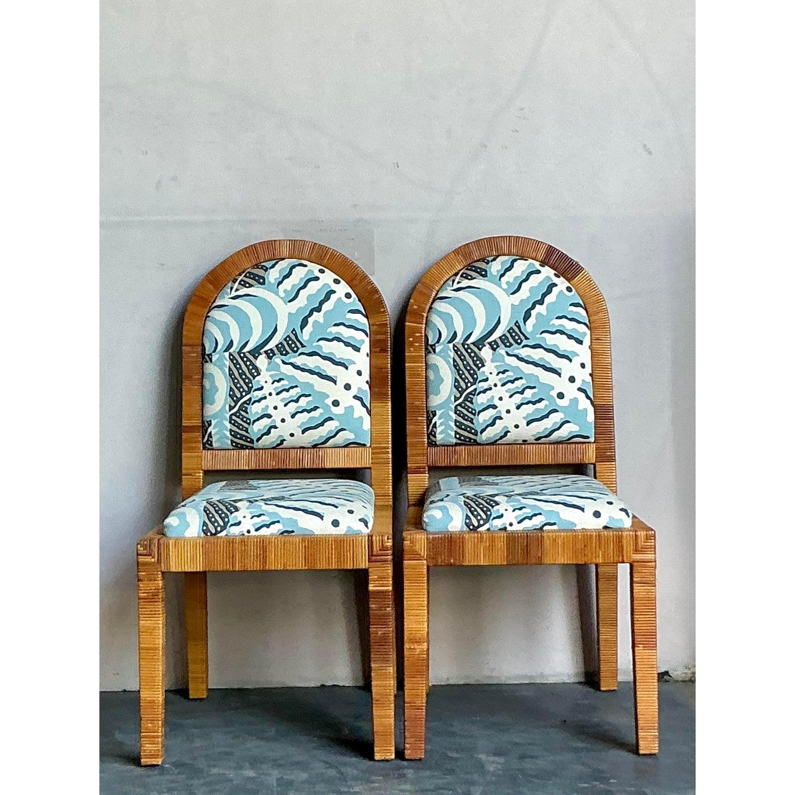 XX secolo Sedie da pranzo in rattan avvolte Bielecky Brothers vintage - Una coppia in vendita