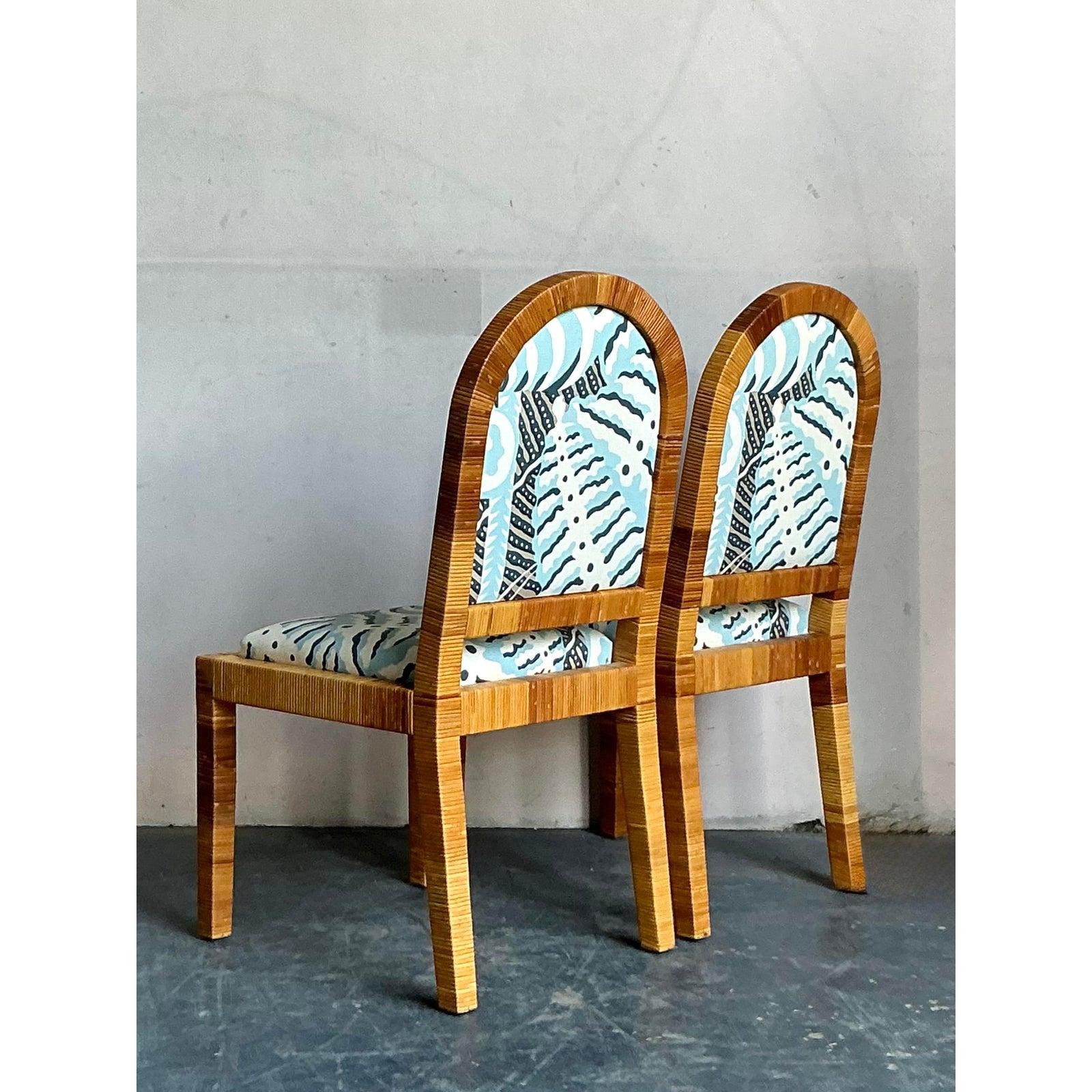 Tessuto Sedie da pranzo in rattan avvolte Bielecky Brothers vintage - Una coppia in vendita