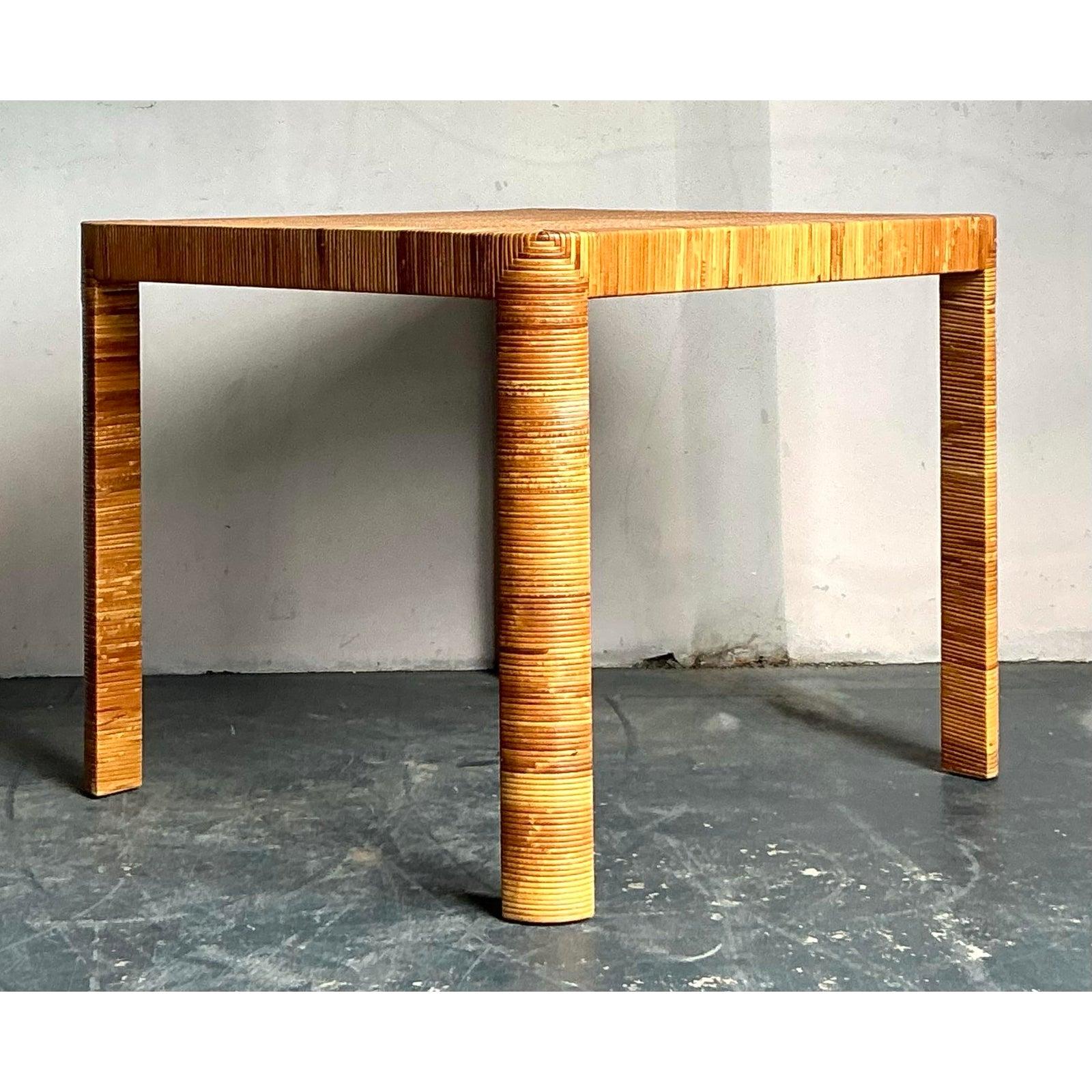 Americano Vintage By Bielecky Brothers Tavolo da gioco in rattan intrecciato in vendita