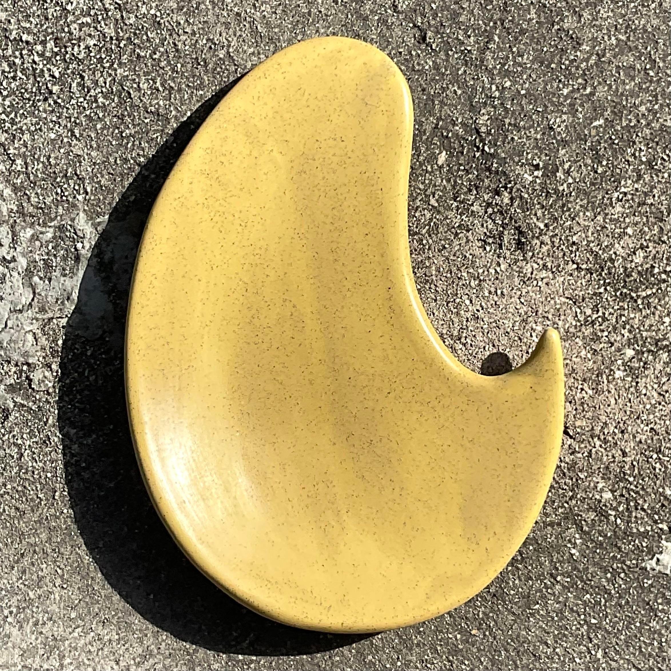 Mid-Century Modern Vintage Boho Biomorphic Glazed Ceramic Platter en vente