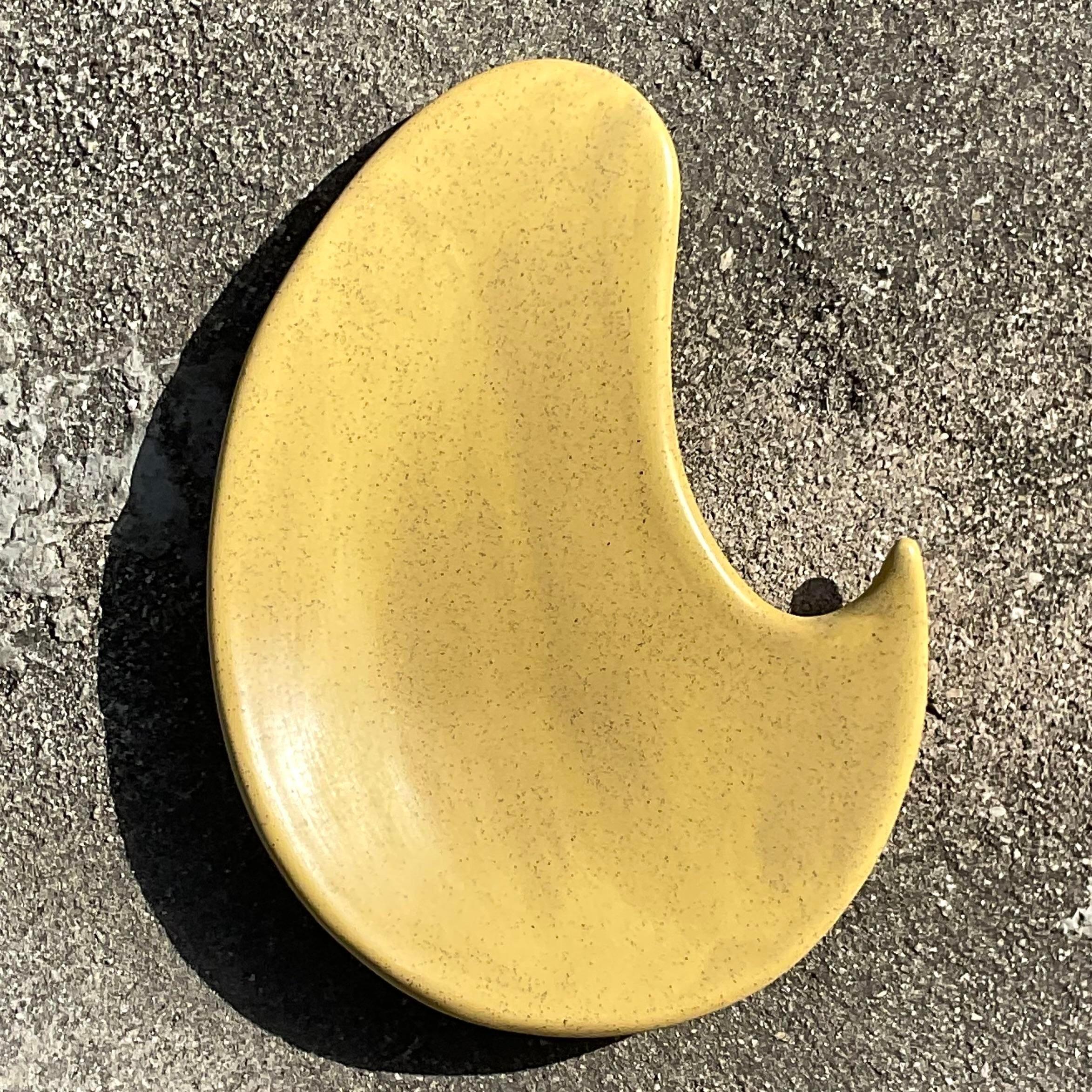 Américain Vintage Boho Biomorphic Glazed Ceramic Platter en vente