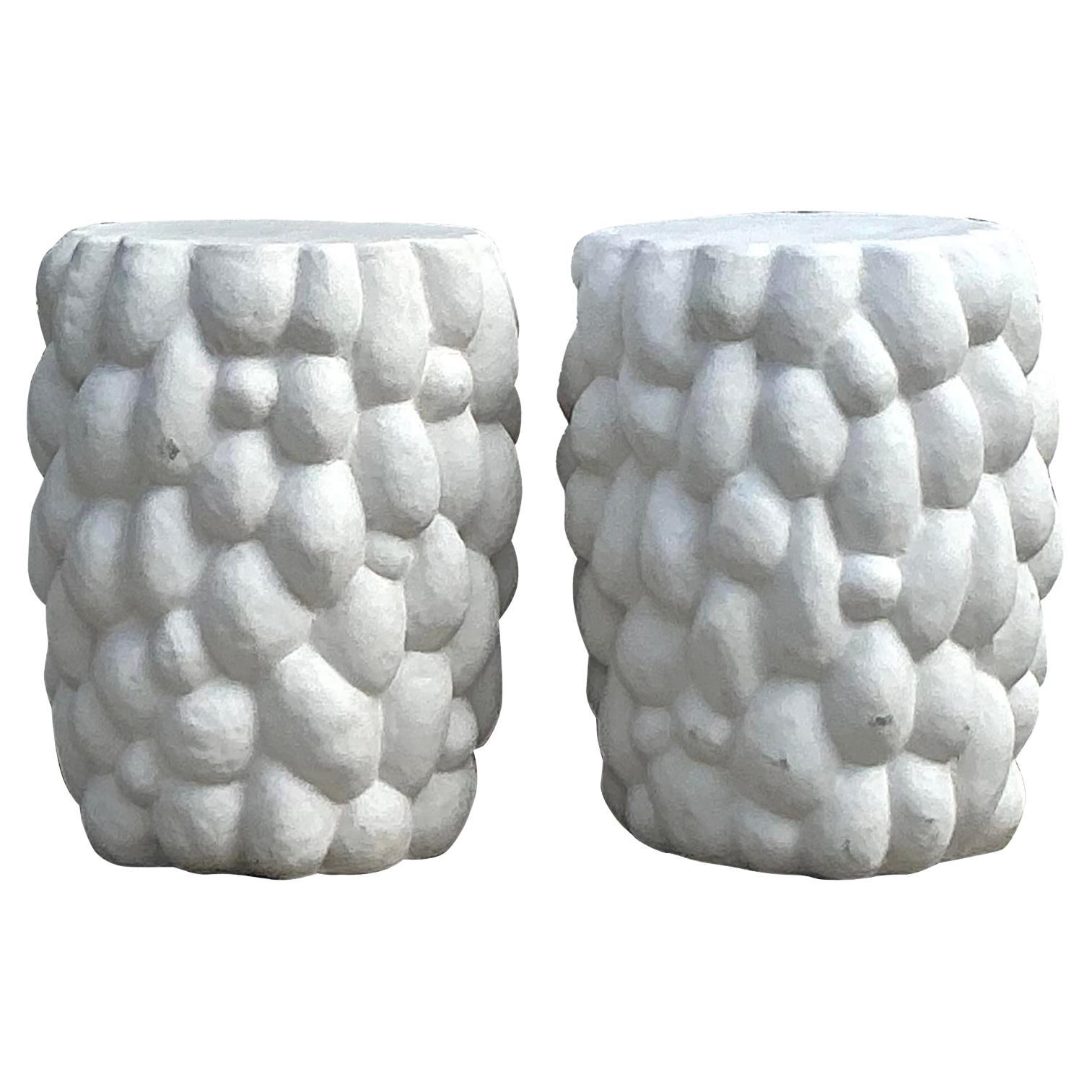 Vintage Boho Biomorphic Low Stools - a Pair