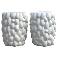Vintage Boho Biomorphic Low Stools - a Pair