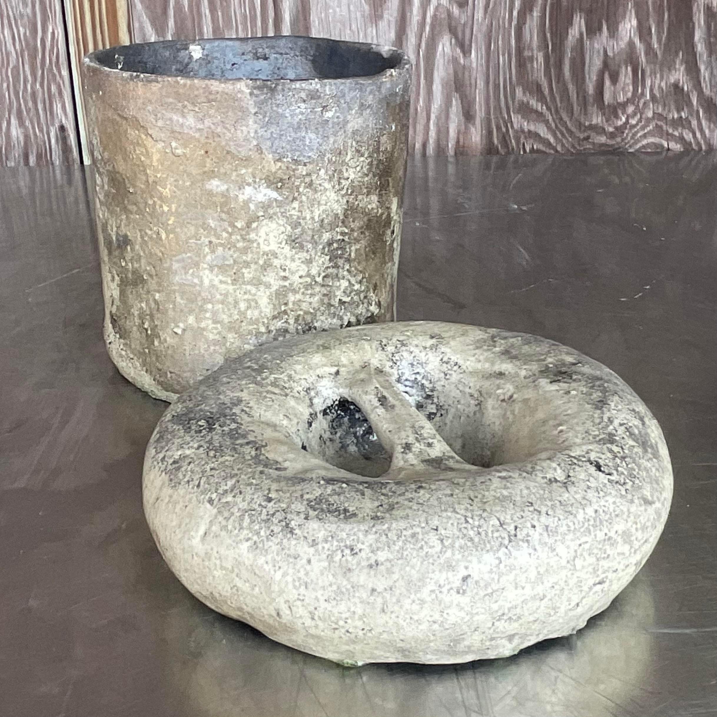 XX secolo Vaso con coperchio dello Studio Pottery Biomorfico Boho d'annata in vendita