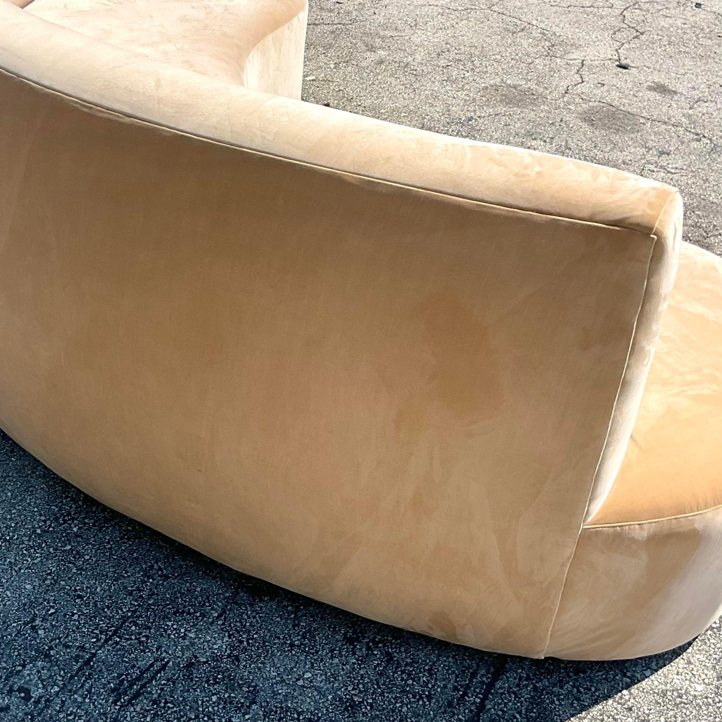 Vintage Boho Biomorphic Velvet Sofa In Good Condition For Sale In west palm beach, FL