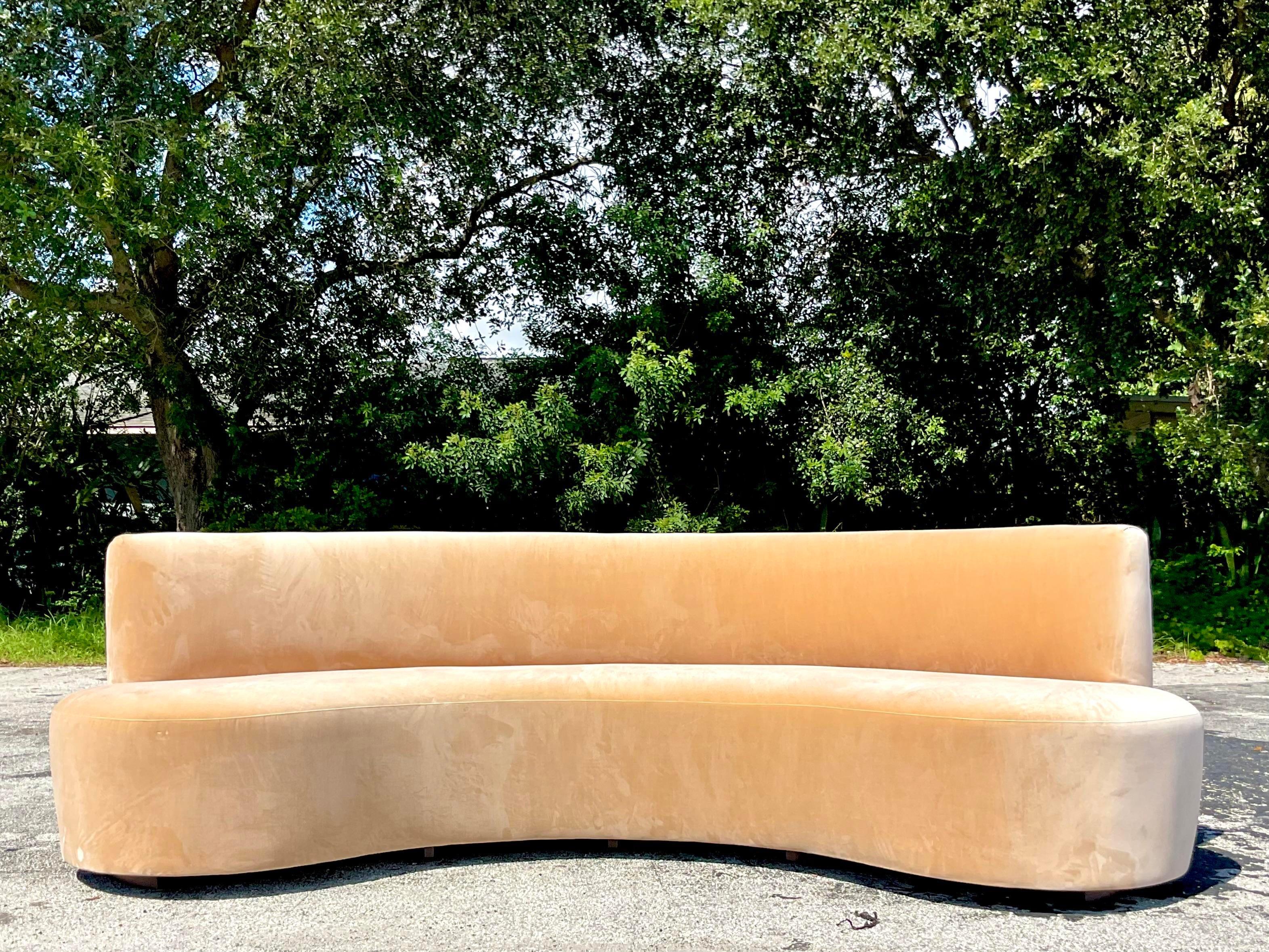 Vintage Boho Biomorphic Velvet Sofa For Sale 1