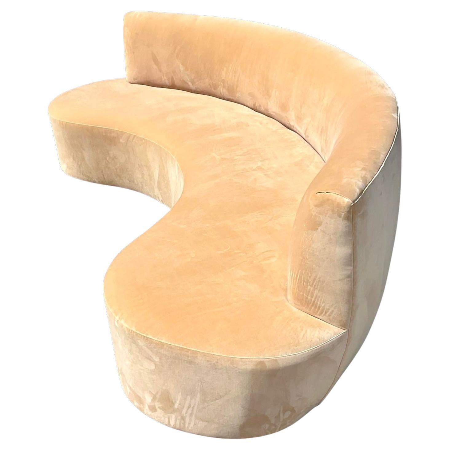 Vintage Boho Biomorphic Velvet Sofa For Sale at 1stDibs