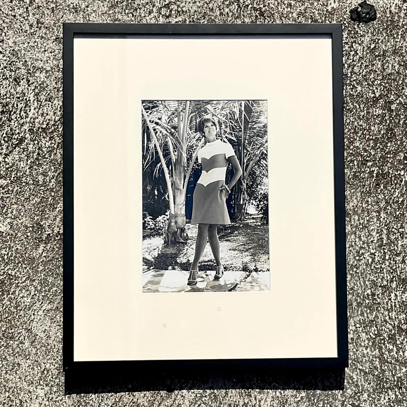 Vintage Boho Black and White 1970s Fashion Photograph In Good Condition For Sale In west palm beach, FL